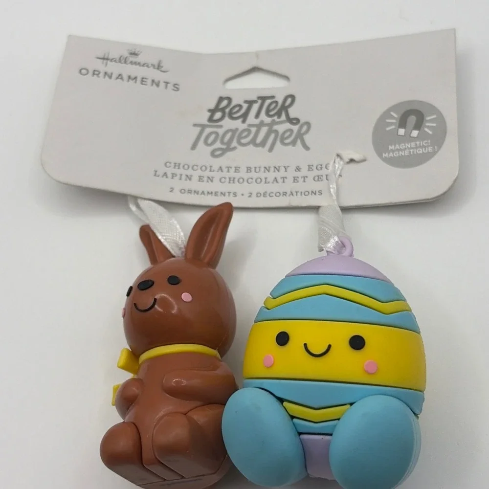 Hallmark Better Together Chocolate Bunny and Egg Magnetic Ornaments 2-Piece Set